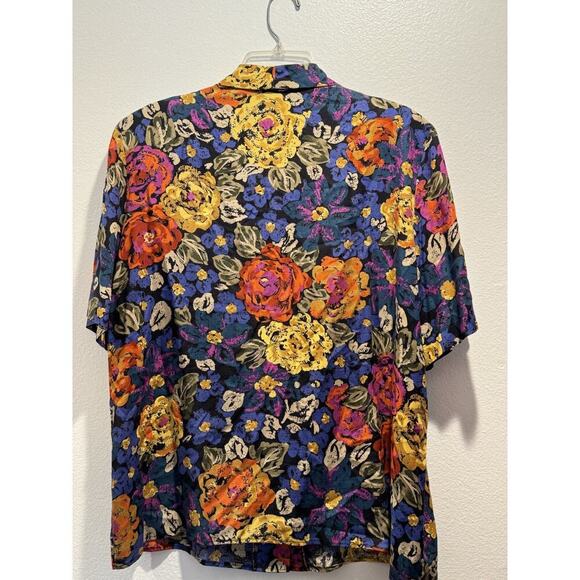 Vintage Norton McNaughton Size 16 Floral Print Blouse Colorful Artsy Boho VTG - Picture 3 of 8